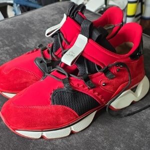 Christian Louboutin Vibrant Red and Black Sneakers
